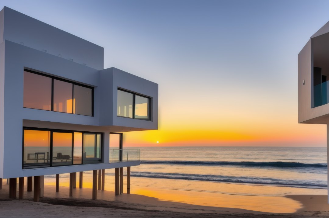 casa moderna en la playa con vistas al sunset